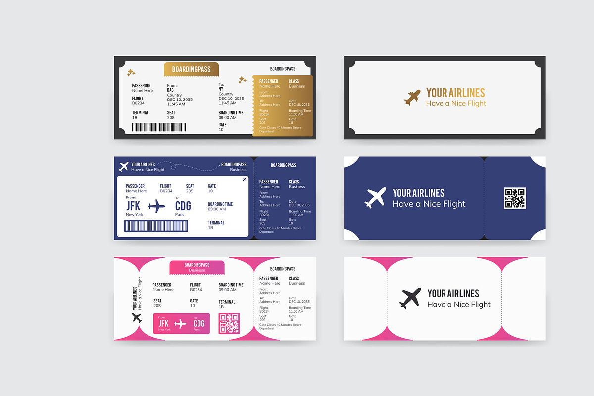 Travel and boarding ticket., a Stationery Template by Kazi Hossain