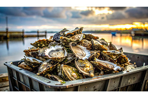 Large pile of fresh Pacific oysters, a Nature Photo by Igor Tichonow