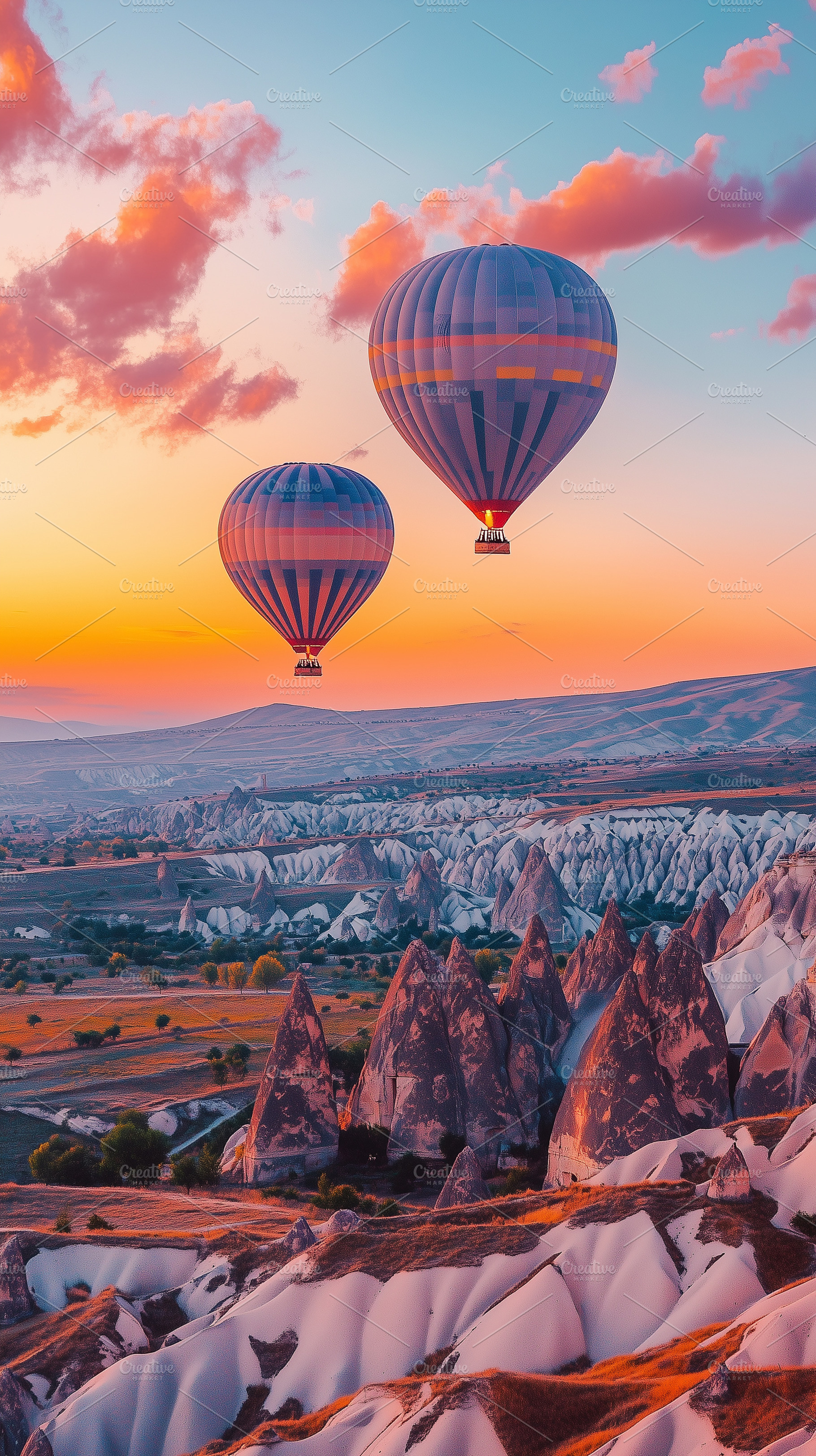 Hot air balloons at sunset sky, a Nature Photo by MistyDay