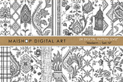 Charcoal Gray Toile Digital Papers, a Pattern Graphic by Maishop (Thumbnail 1 of 7)