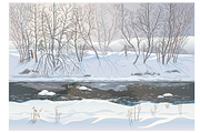 Winter forest with Fox, an Animal Illustration by Countryside life (Thumbnail 5 of 10)