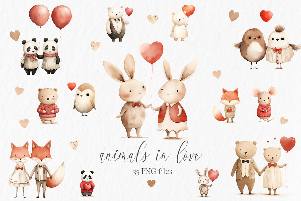Valentines animal clipart, an Object Graphic by MyLittleMeow (Photo 1 of 6)