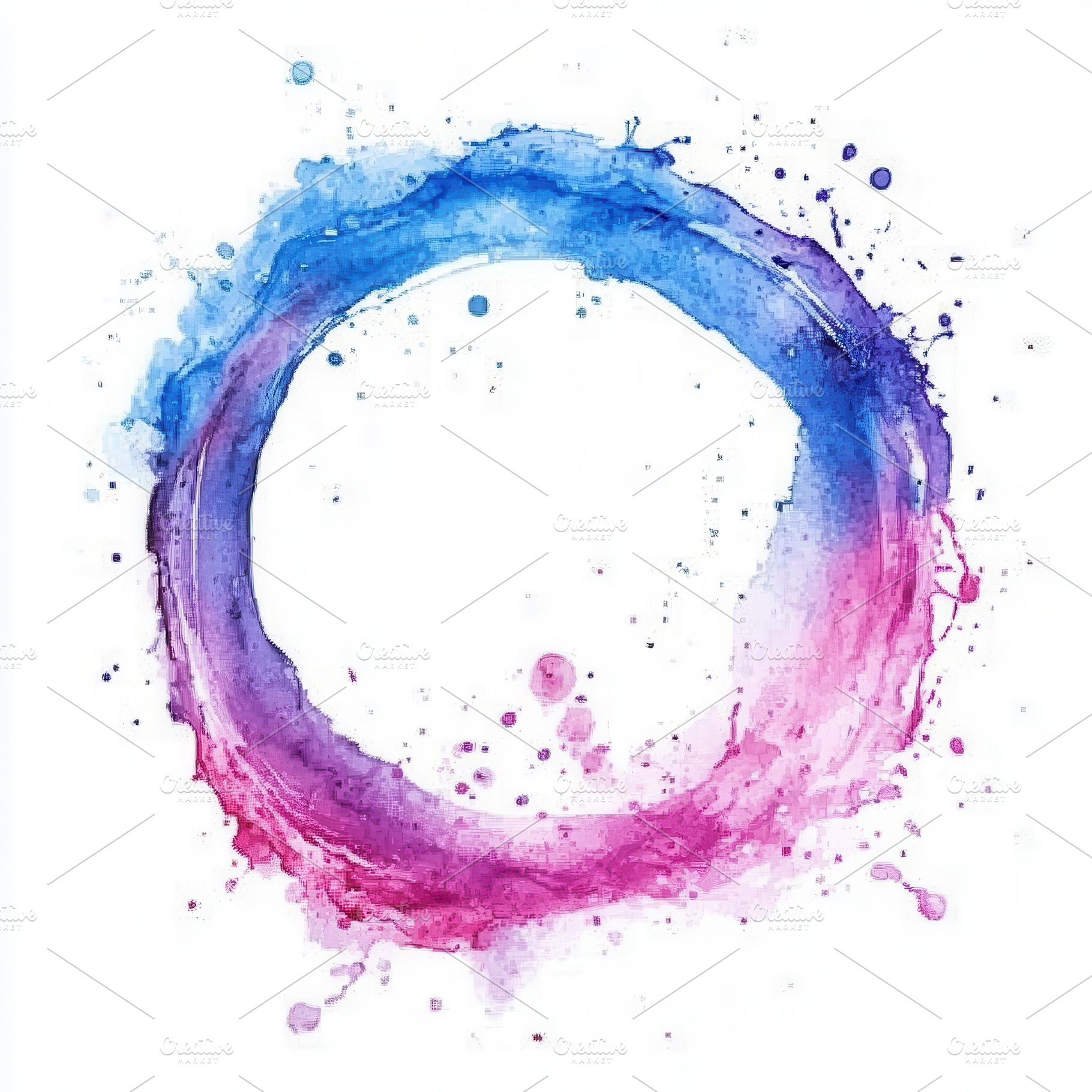 Abstract Watercolor Ring Blue Pink S, an Abstract Photo by Pixeness Studio