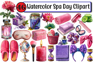 Watercolor Spa Day Clipart, an Illustration by Design Market