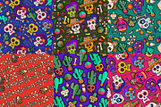 Day of The Dead pattern illustration, a Pattern Graphic by Visual Fear (Thumbnail 4 of 9)