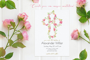 Watercolor Floral Easter Cross