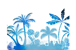 Abstraction of blue palm trees in, an Illustration by Nenahliadava Design