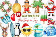 Hand-Drawn Christmas in July Clipart, an Illustration by Watercolor design (Thumbnail 1 of 6)