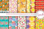 Fiesta Watercolor digital paper, a Pattern Graphic by CpandoShop (Thumbnail 1 of 2)