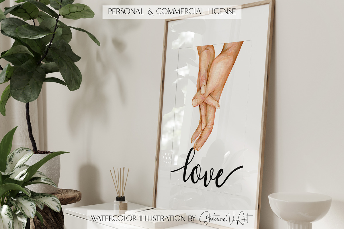 Watercolor Hands of Lovers Print, a Person Illustration by EkaterinaViArt (Photo 3 of 7)