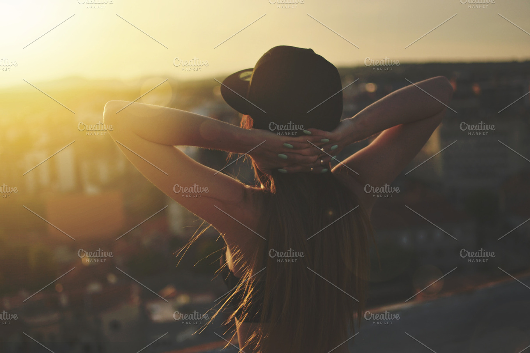 City sunset stock photograph, a Person Photo by studio1901