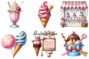 Coquette Ice Cream Shop Clipart, an Illustration by Pixels.Craft (Thumbnail 2 of 9)