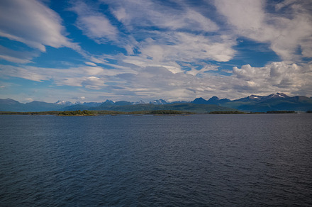 Landscape to Midfjorden, Sekken and Seteroya islands at Molde, Norway