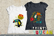 Tropical toucan prints on a t-shirt., an Animal Illustration by KundolaArt (Thumbnail 3 of 3)