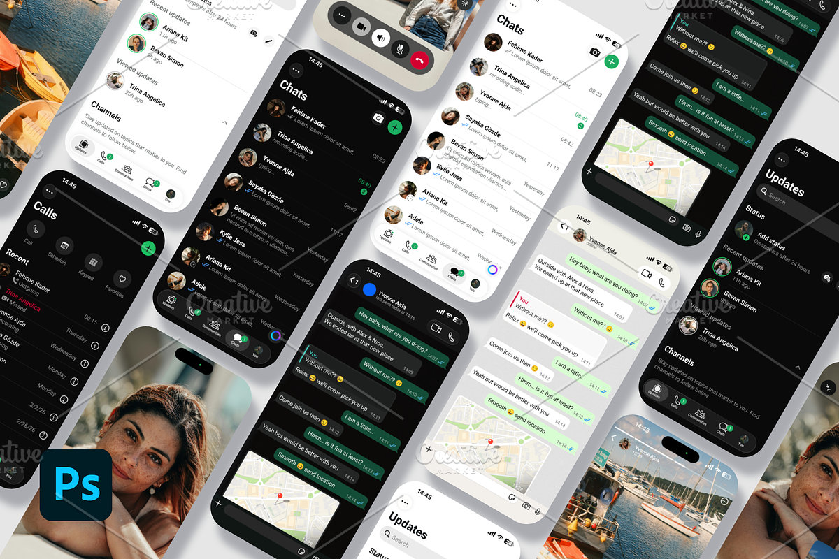 WhatsApp iOS PSD Mockup, a Social Media Template by Dilshod Sobirov (Photo 2 of 4)