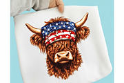 Patriotic Highland Cow Clipart PNG, an Illustration by designcity5 (Thumbnail 5 of 5)