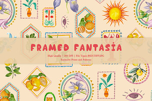Framed Fantasia Prints & Patterns, a Pattern Graphic by GND ART STUDIO