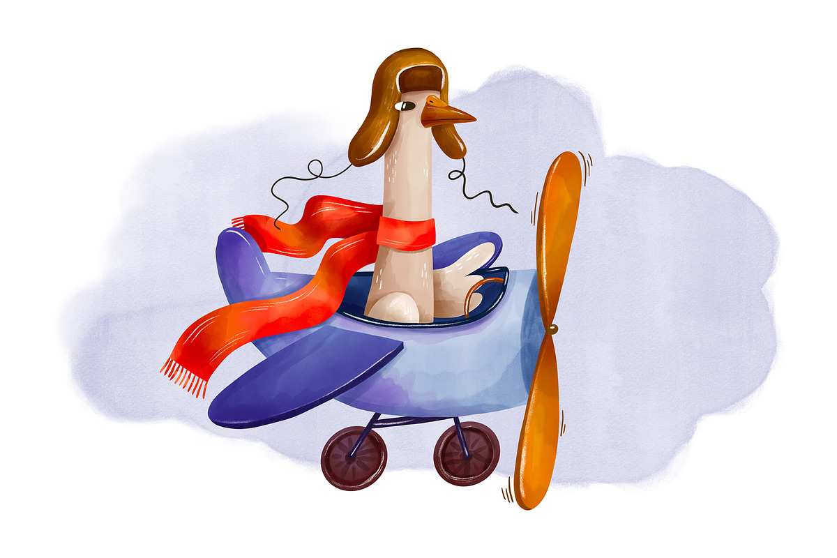 Watercolor Goose Pilot Clipart Set, a Transportation Illustration by the_myro (Photo 5 of 6)