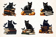 Halloween Black Cat on Books Clipart, a Work Illustration by Dream Creation (Thumbnail 3 of 5)