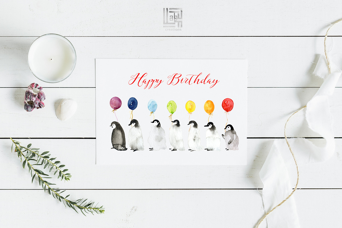 Winter Penguins. Watercolor clipart, an Animal Illustration by LABFcreations (Photo 8 of 8)