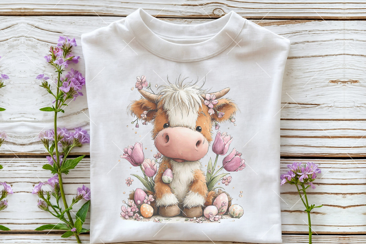 Whimsical Easter Highland Cow Clipar, an Illustration by OK Design (Photo 5 of 6)