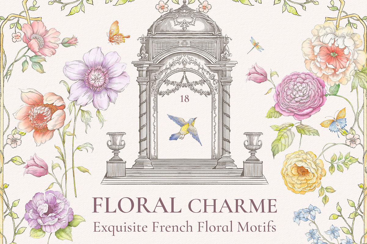 Floral Charme Vintage floral clipart, a Decorative Illustration by Ekaproeka (Photo 1 of 6)