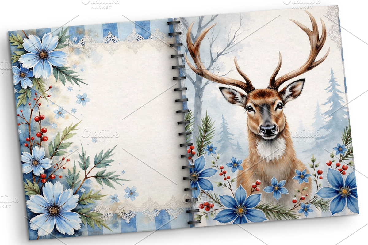 Woodland Winter Junk Journal Pages., a Seasonal Illustration by GalaDesign03 (Photo 6 of 7)