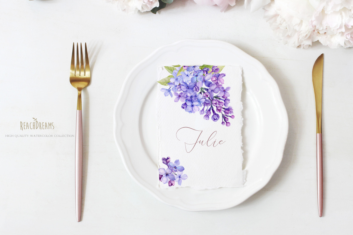 Watercolor Lilac Floral Clipart, a Decorative Illustration by ReachDreams (Photo 7 of 10)