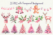 Coquette Pink Christmas Clipart, an Object Graphic by Anna Design Studio (Thumbnail 3 of 8)