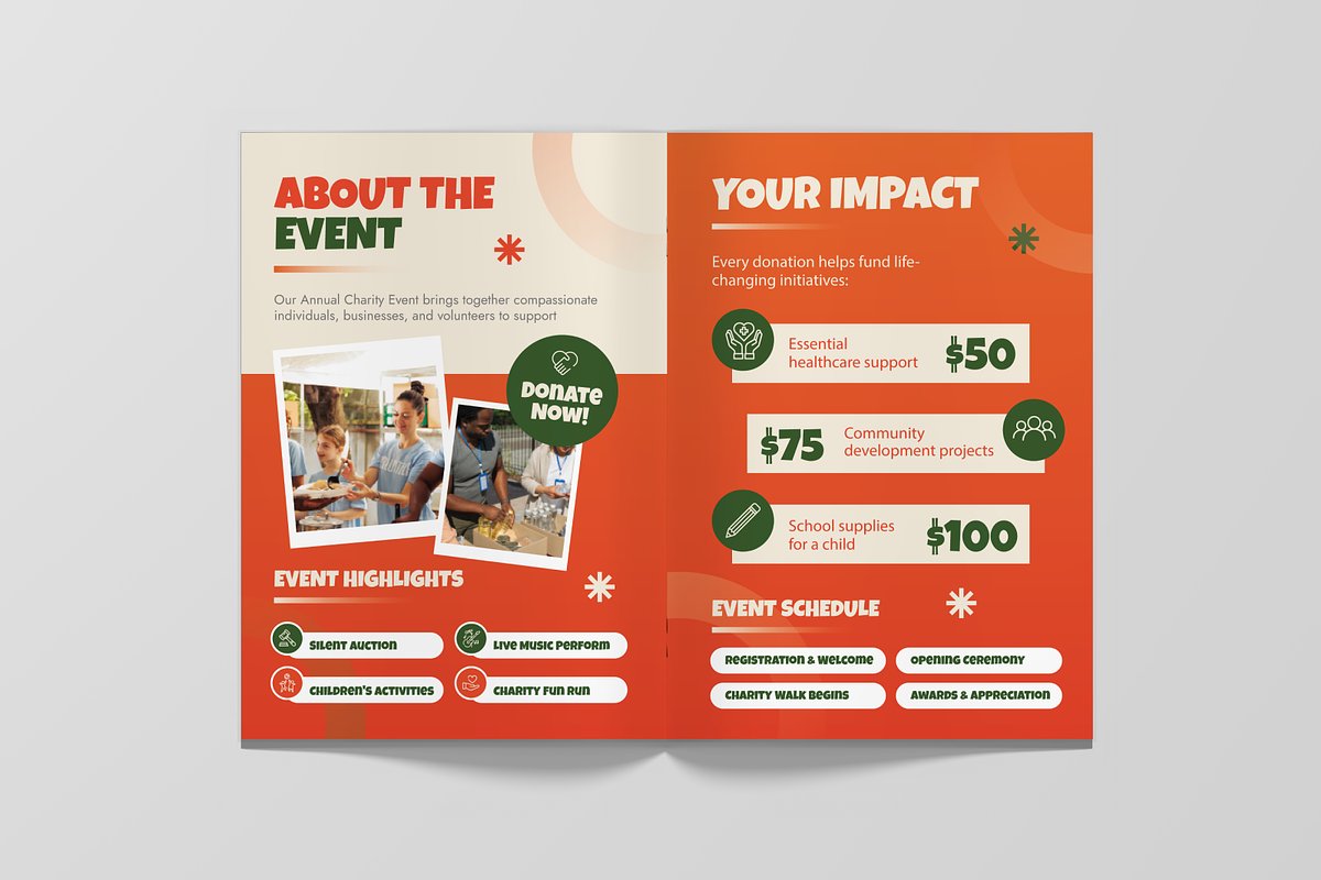 Charity Event Modern Bifold Brochure, a Brochure Template by Annora Studio (Photo 2 of 6)