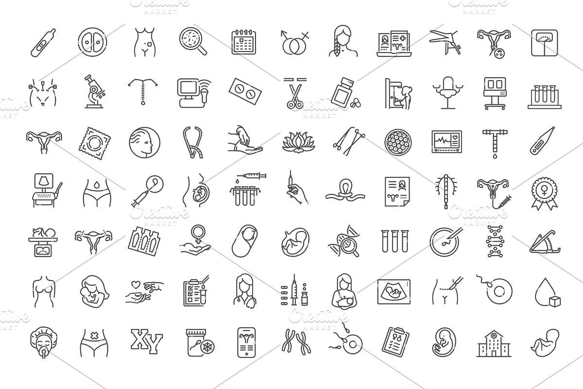 Gynecology and Obstetric Icons, an Outline Icon by Tettygreen (Photo 1 of 2)
