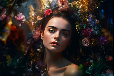 Beautiful girl fashion in flowers, a Beauty & Fashion Photo by Ylivdesign