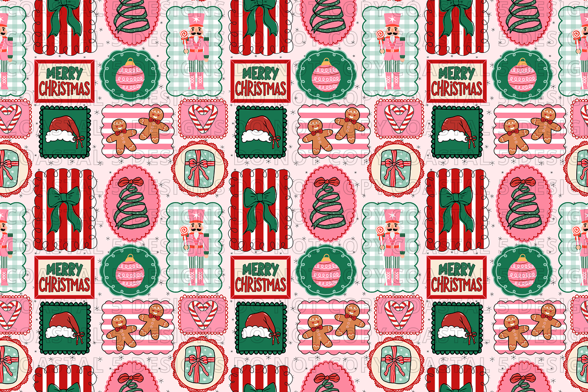 Christmas Frames Seamless Pattern, a Pattern Graphic by Coastal 5 Designs (Photo 2 of 3)