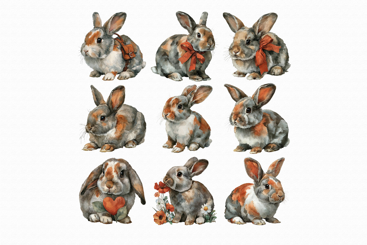 Watercolor Rabbit Clipart, an Illustration by Libby Wishes (Photo 3 of 4)