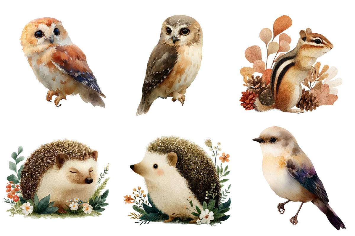 Watercolor Forest Animals Clipart, an Illustration by DreamArtGraphic (Photo 3 of 4)