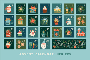 December Advent Calendar & Clipart