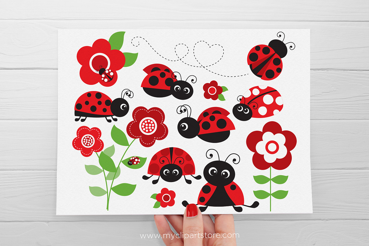Red Ladybug Clipart, Spring, SVG, an Animal Illustration by MyClipArtStore (Photo 2 of 4)