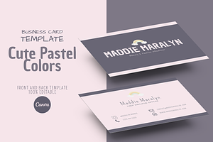 BUSINESS CARD Cute Pastel Colors Inf, a Business Card Template by The Little Lily Studio