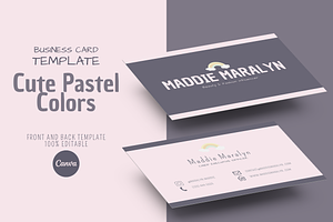 BUSINESS CARD Cute Pastel Colors Inf