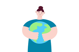 Woman, girl holding planet Earth, a Person Illustration by sceptical cactus