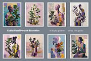 Cubist Floral Portrait Illustration, a Decorative Illustration by Housui Patterns (Thumbnail 6 of 17)