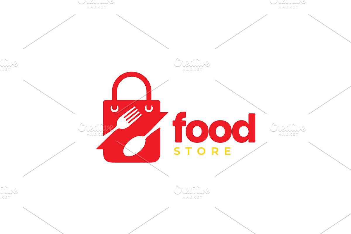 shopping bag fork spoon food logo, a Branding & Logo Template by devastd