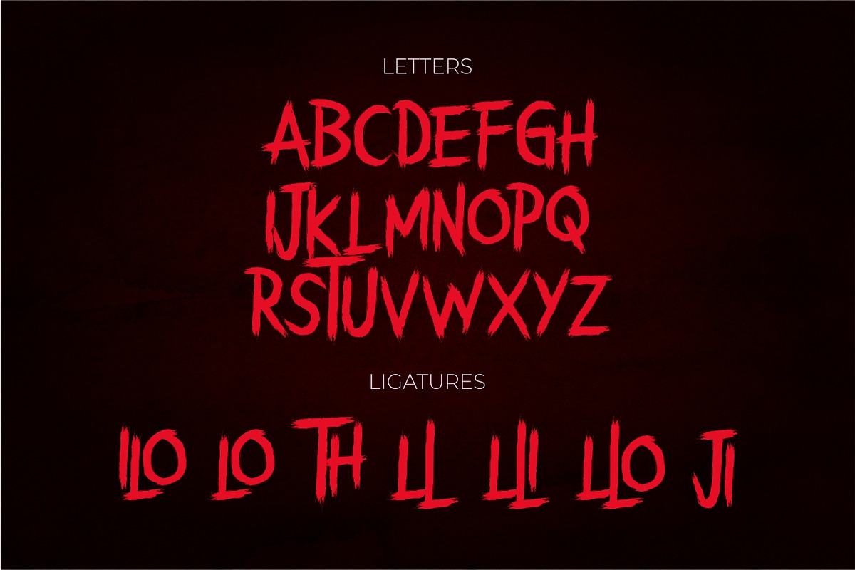 Milonet Horror Brush Font, a Font by suhadidesign (Photo 3 of 5)