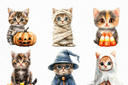 Watercolor Halloween Kitten Clipart, an Illustration by Craft Nest (Thumbnail 3 of 6)