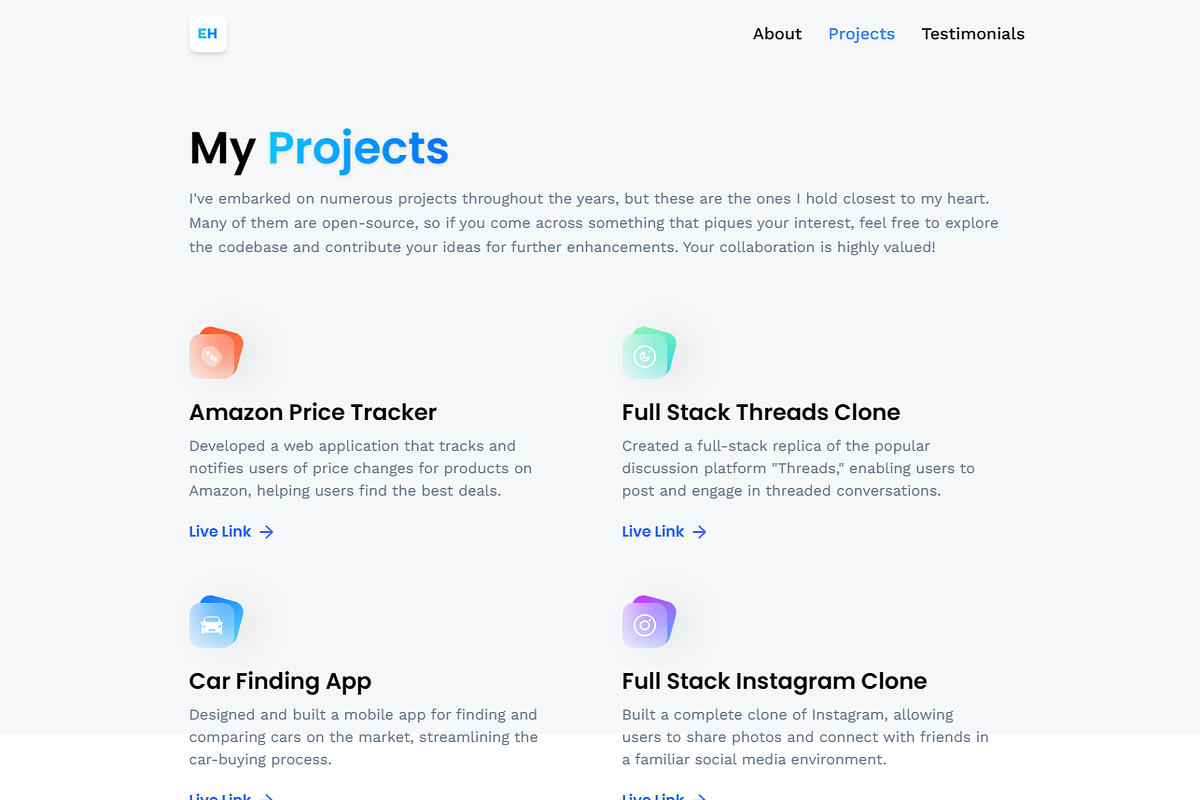 3D Portfolio Template Website, a React Template by WebMasteryStudio (Photo 6 of 7)