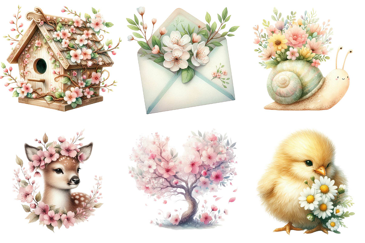 Watercolor Spring Clipart, an Illustration by DreamPrint404 (Photo 3 of 7)