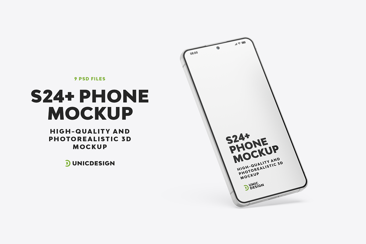 S24+ Phone Mockup, an Android Mockup by UnicDesign (Photo 1 of 10)