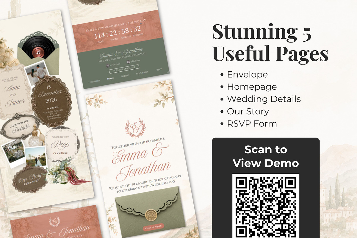 Green and Terracotta Wedding Website, a Landing Page Template by Everyday Perfection (Photo 4 of 12)