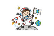 Space Explorer Astronaut Cartoon, a Person Illustration by Artpon Illustration (Thumbnail 1 of 3)