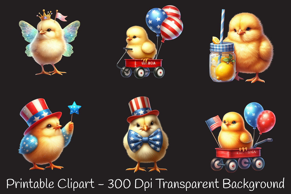 4th Of July Cute Chick Sublimation, an Animal Illustration by RobertsArt (Photo 3 of 7)